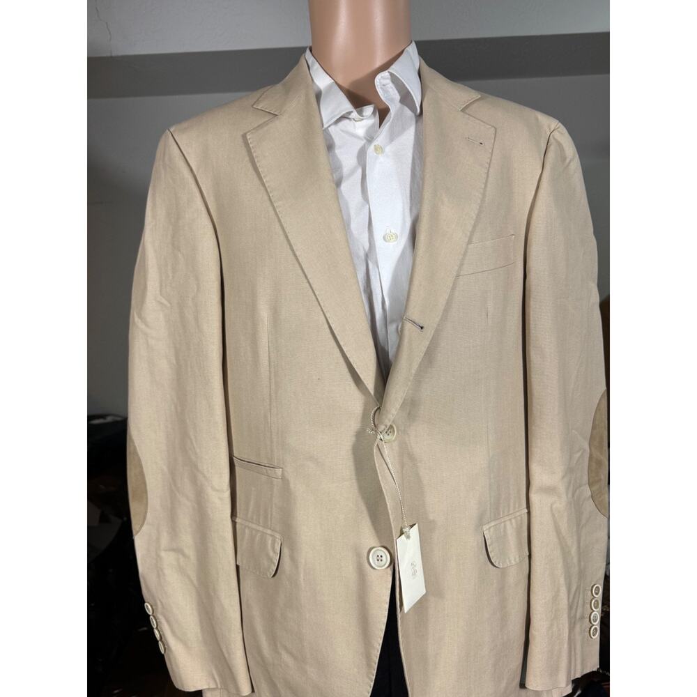 Brunello Cucinelli NWT Tan Beige Cotton Suede Blazer Sport Jacket 50IT 40R US